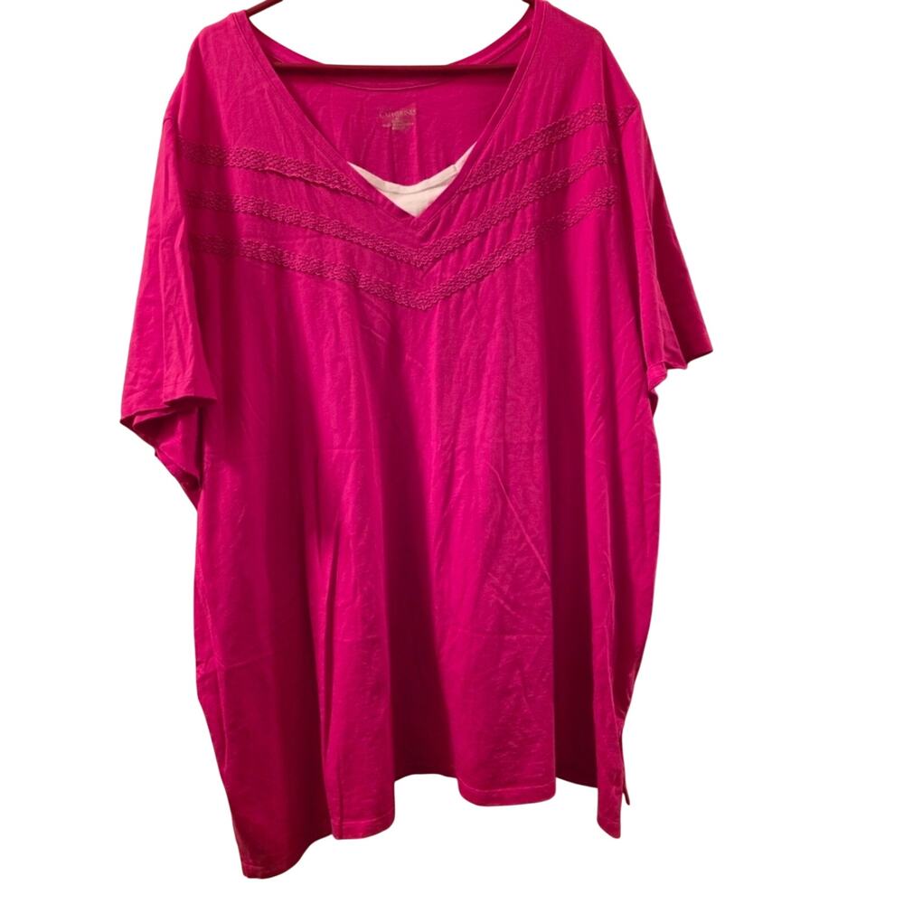 Catherines Fuchsia V-Neck Blouse Womens Size 4X